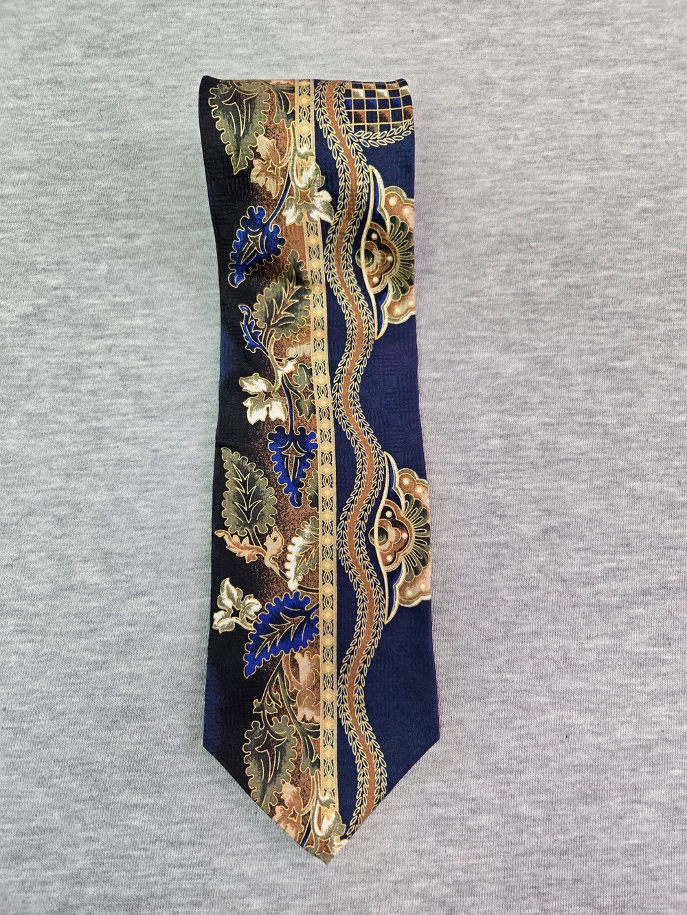 Cellini Tie Mens One Size Blue Silk Floral Baroque Woven Classic Necktie Italy